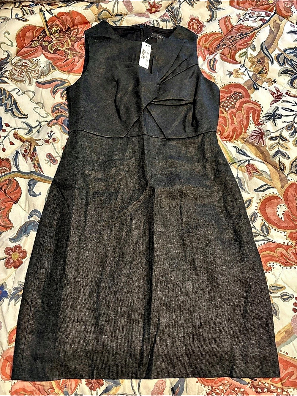 J.Crew Black Linen Midi Dress Size 4 Petite NWT